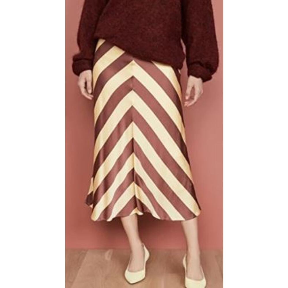Custommade Size 34/XS Paja Midi Skirt Sun Light Yellow Brown Chevron Stretch